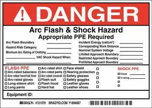 BRADY 121078 Arc Flash Protection Label,PK5