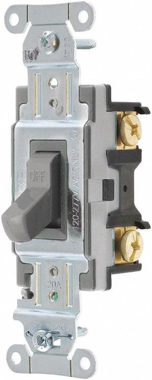 BRYANT CSB120BGRY Wall Switch,20A,Gray,Toggle,120/277VAC