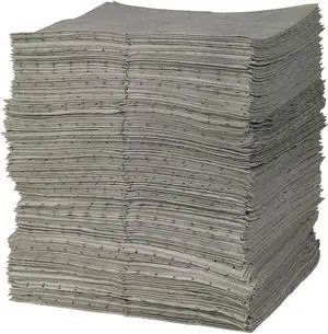 BRADY BPU200 Sorbent Pad, 34 gal, 15 in x 17 in, Universal, Gray, 200 PK