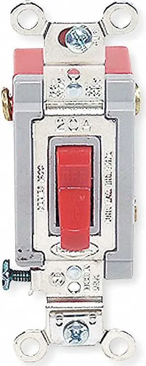 HUBBELL WIRING DEVICE-KELLEMS HBL1222R Wall Swtch,2-Pole,120/277V,20A,Red,Toggl