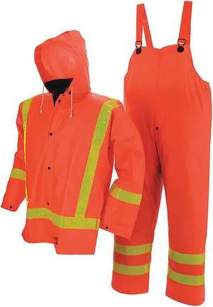 VIKING 2110FR-XXL Flame Resistant 3 Piece Rain Suit, Polyester, PVC, 0.35 mm
