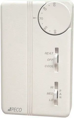 PECO TA167-007 Fan Coil Thermostat, Electronic, Analog