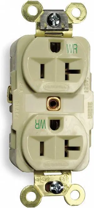 HUBBELL WIRING DEVICE-KELLEMS HBL5362IWR Straight Blade Receptacle, 5-20R, 20