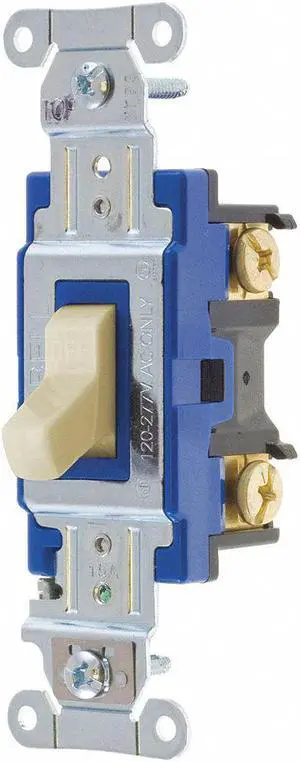 BRYANT 4801BI Wall Switch,15A,Ivory,1-Pole Type,Toggle