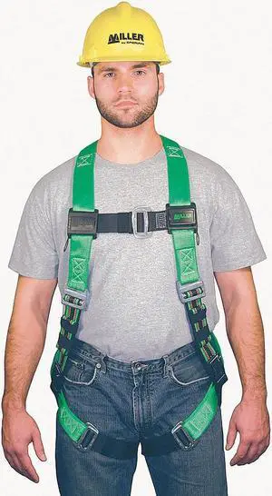 HONEYWELL MILLER P950/XXLGN Full Body Harness, Vest Style, 2XL, Polyester, Green