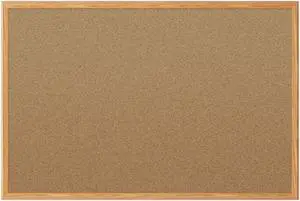 Mead Bulletin Board, 36 in. H, 48 in. W, Oak  Includes Mounting Hardware 85367