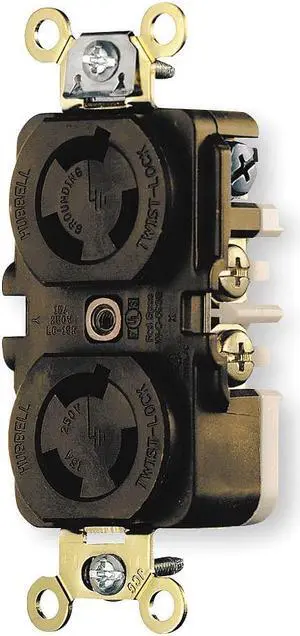 HUBBELL WIRING DEVICE-KELLEMS HBL4700 Duplex Locking Receptacle, L5-15R, 15 A,