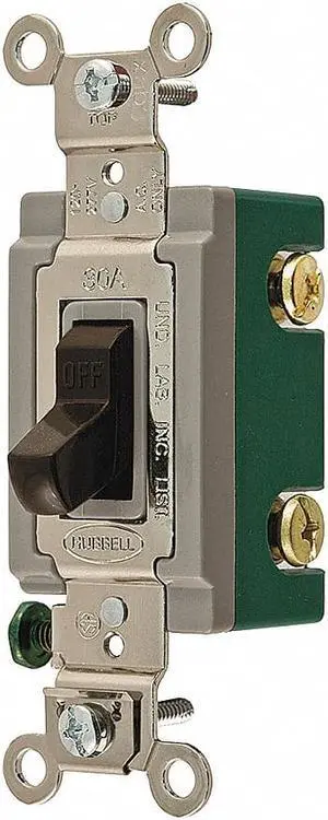HUBBELL WIRING DEVICE-KELLEMS HBL3031 Wall Swtch,1-Pole,120/277V,30A,Brn,Toggl