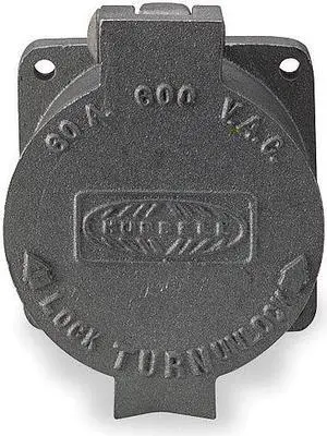 HUBBELL WIRING DEVICE-KELLEMS HBL26410 Locking Receptacle, Non-NEMA, 60 A, 600V
