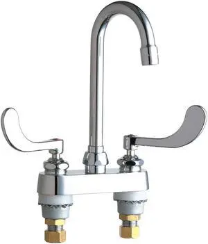 Tubular Swing Gooseneck Bar Faucet, Chrome, 2 Holes, Lever Handle CHICAGO FAUCETS 895-L12E72ABCP