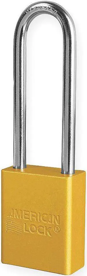 Anodized Aluminum Padlock, Yellow, Key Dif