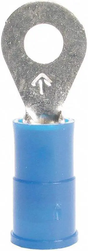 3M RV14-8Q Ring Terminal, #8 Stud Size, 14 AWG, 1,000 V, Vinyl Insulated, Blue,