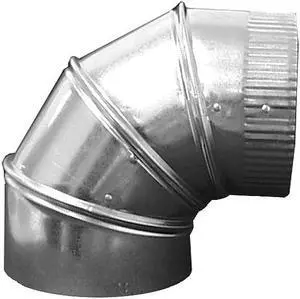 GREENSEAM GRAE590GA24 Round 90 Degree Elbow, 5 in Duct Dia, Galvanized Steel,