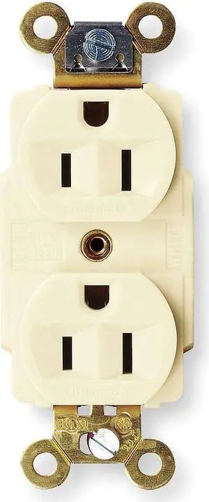 HUBBELL WIRING DEVICE-KELLEMS HBL5262I Straight Blade Receptacle, 5-15R, 15 A, HUBBELL WIRING DEVICE-KELLEMS HBL5262I Straight Blade Receptacle, 5-15R, 15 A,