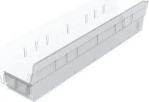 AKRO-MILS 30128SCLAR Shelf Storage Bin, Plastic, Clear, 4 in H, 4 1/8 in W, 17