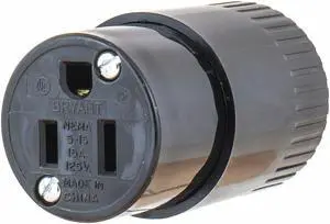 BRYANT 5269B Straight Blade Connector, 5-15R, 15 A, 125V AC, 2 Pole, 3 Wire,