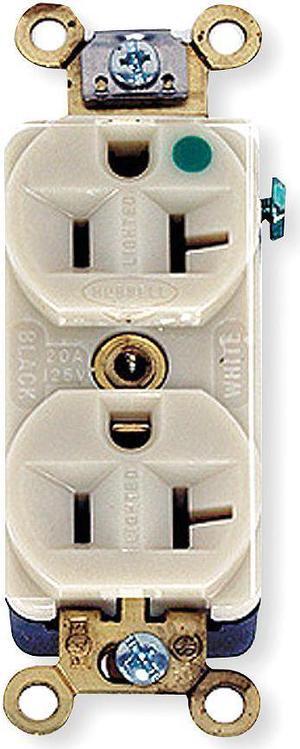 HUBBELL WIRING DEVICE-KELLEMS HBL8300ILI Straight Blade Receptacle, 5-20R, 20