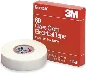 3M 69-3/4"X66' Glass Cloth Electrical Tape, 69, Scotch, 3/4 in W x 66 ft L, 7