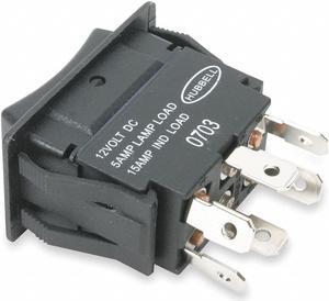 HUBBELL WIRING DEVICE-KELLEMS MR223MMSP Marine Rocker Switch, DPDT, 6