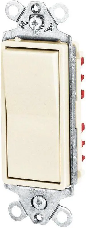 BRYANT 9901I Wall Switch,20A,Ivory,1-Pole Type,Rocker
