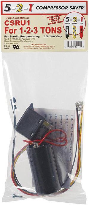 5-2-1 COMPRESSOR SAVER CSRU1 Hard Start Kit, Potential Relay, Start Capacitor,