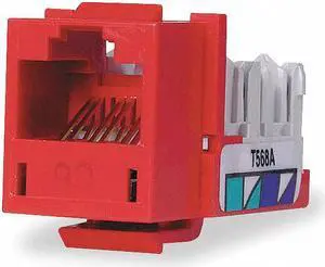 HUBBELL PREMISE WIRING HXJ6R Jack,Red,Cat6,Rj45