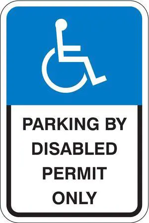 LYLE HC-FL01-12HA Handicap Parking Sign, 12" W, 18" H, English, Aluminum, Blue,