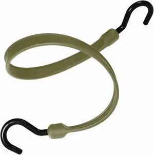 Military Green Polyurethane Bungee Strap with J-Hooks, Bungee Length: 24"
