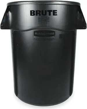 RUBBERMAID FG264360BLA 44 gal. Plastic Round Trash Can , Black
