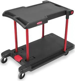 RUBBERMAID FG430000BLA Plastic Convertible Utility Cart with Flush Plastic