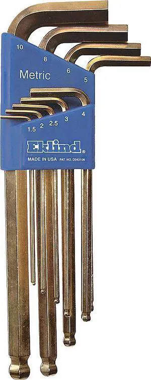 EKLIND 13809 9 Piece Metric L-Shape Hex Key Set, 13809