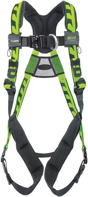 HONEYWELL MILLER AAF-QCSMG Full Body Harness, Vest Style, S/M, Polyester, Green