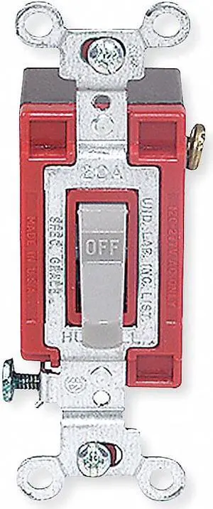 HUBBELL WIRING DEVICE-KELLEMS HBL1222GY Wall Swtch, 2-Pole, 120/277V, 20A, Gry,