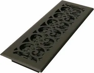 DECOR GRATES ST414 Floor Register 5.5 X 15.5, Textured Black, Cast Iron