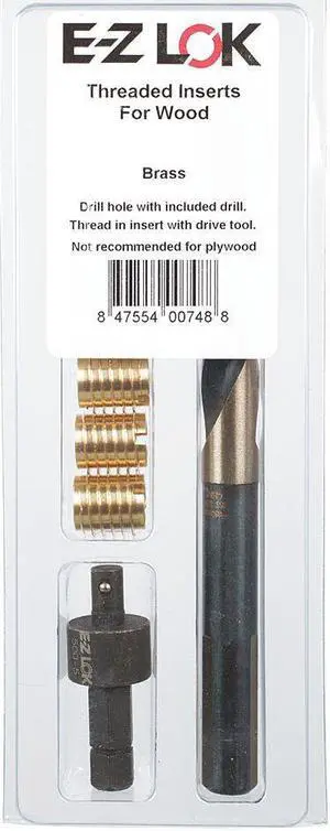 E-Z LOK EZ-400-4 Thread Repair Kit, Knife Thread Inserts, 1/4"-20, Plain Brass,