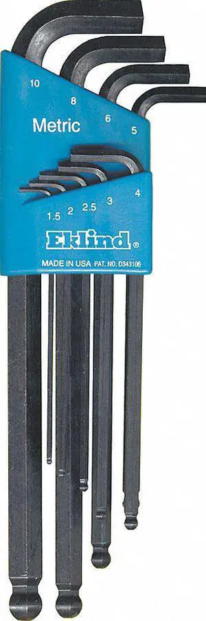 EKLIND 13509 9 Piece Metric L-Shape Hex Key Set, 13509