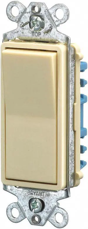 BRYANT 9803I Wall Switch,15A,Ivory,3-Way Type,Rocker