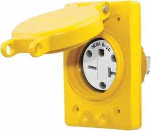 HUBBELL WIRING DEVICE-KELLEMS HBL60W48 20A Watertight Receptacle,6-20R, 250VAC
