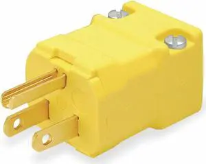 HUBBELL WIRING DEVICE-KELLEMS HBL5965VY Straight Blade Plug, 5-15P, 15 A, 125V