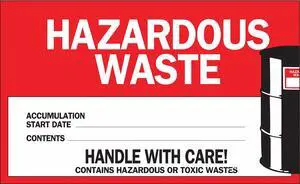 BRADY 60445 Hazardous Waste Labl,Semi-Glss Ppr,PK100