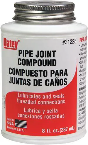 OATEY 31228 Pipe Thread Sealant 8 fl oz, Brush-Top Can, Gray Pipe Joint
