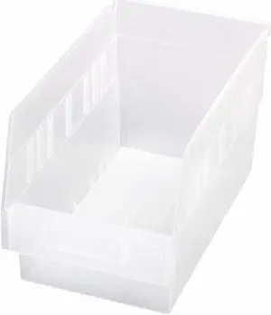 QUANTUM STORAGE SYSTEMS QSB202CL Clear Shelf Bin, 11-5/8"L x 6-5/8"W x 6"H