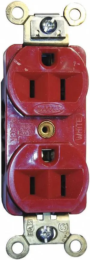 HUBBELL WIRING DEVICE-KELLEMS HBL5252R Straight Blade Receptacle, 5-15R, 15 A,