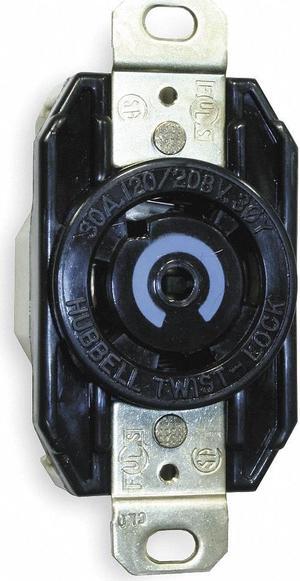HUBBELL WIRING DEVICE-KELLEMS HBL2810 Locking Receptacle, L21-30R, 30 A,