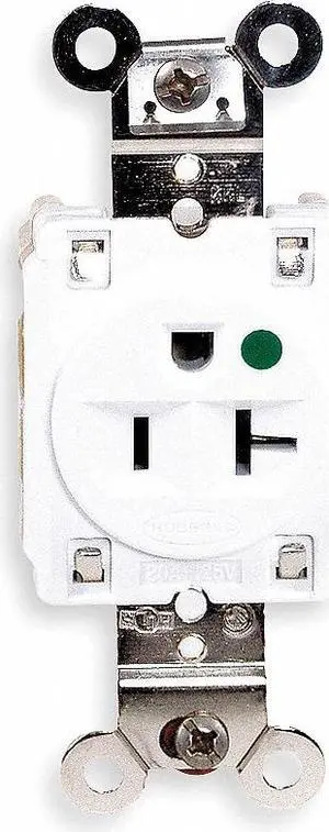 HUBBELL WIRING DEVICE-KELLEMS HBL8310W Straight Blade Receptacle, 5-20R, 20 A,