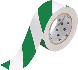 BRADY 132436 Floor Marking Tape Film: Polyester, Adhesive: Rubber Green/White,