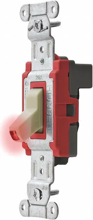 HUBBELL WIRING DEVICE-KELLEMS SNAP1221PLI Pilot Lit Wall Swtch, 1-Pole,