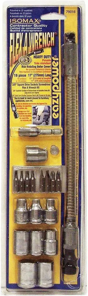ZORO SELECT 79016 Flex Wrench Socket Kit,Pieces 19