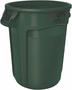 RUBBERMAID COMMERCIAL FG263200DGRN 32 gal Round Trash Can, Green, 22 in Dia,
