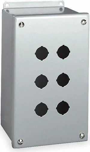 WIEGMANN PBXD6 Pushbutton Enclosure,30mm,6 Holes,Steel